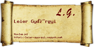 Leier Györgyi névjegykártya